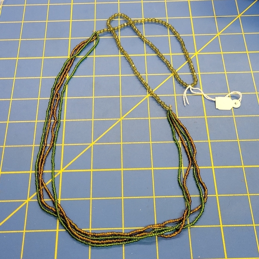 Beaded Greens & Browns Shade Colors 34" Necklace